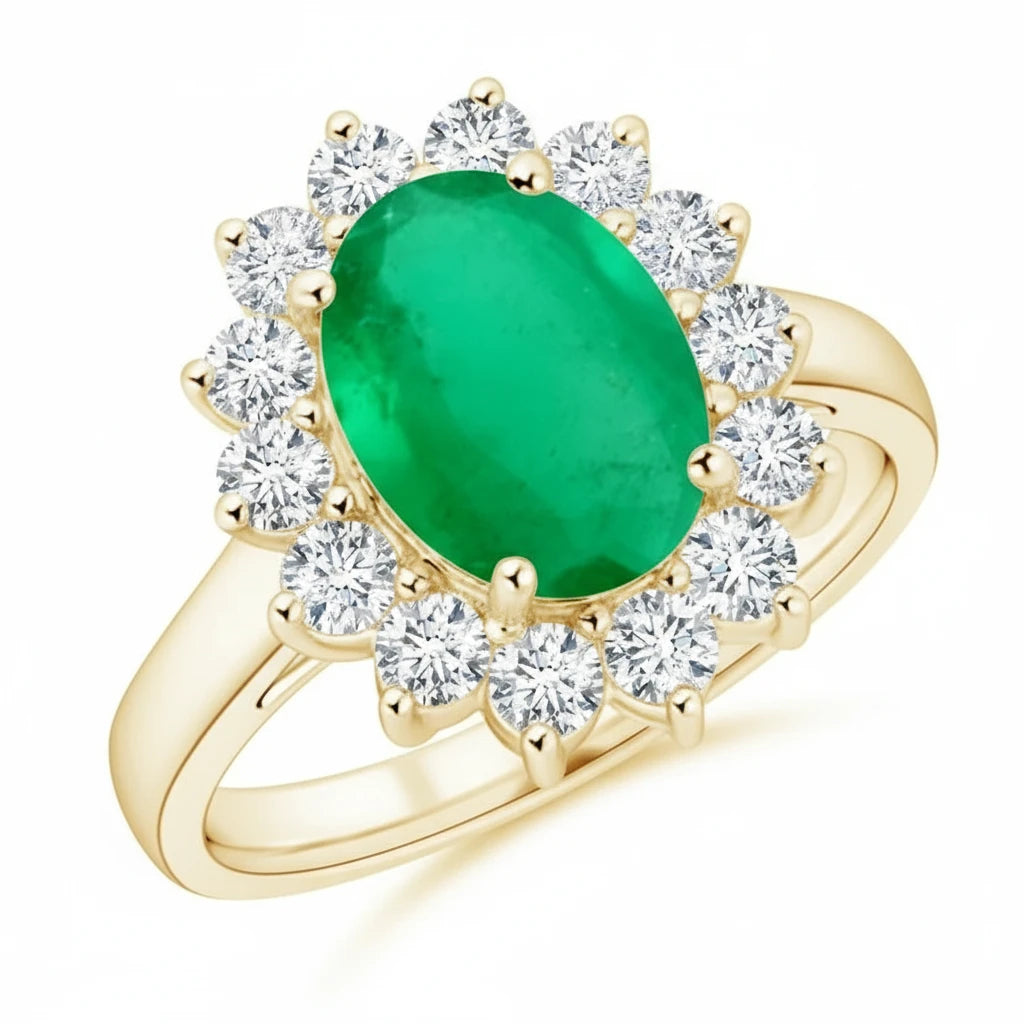 18ct YG Emerald & Diamond Ring