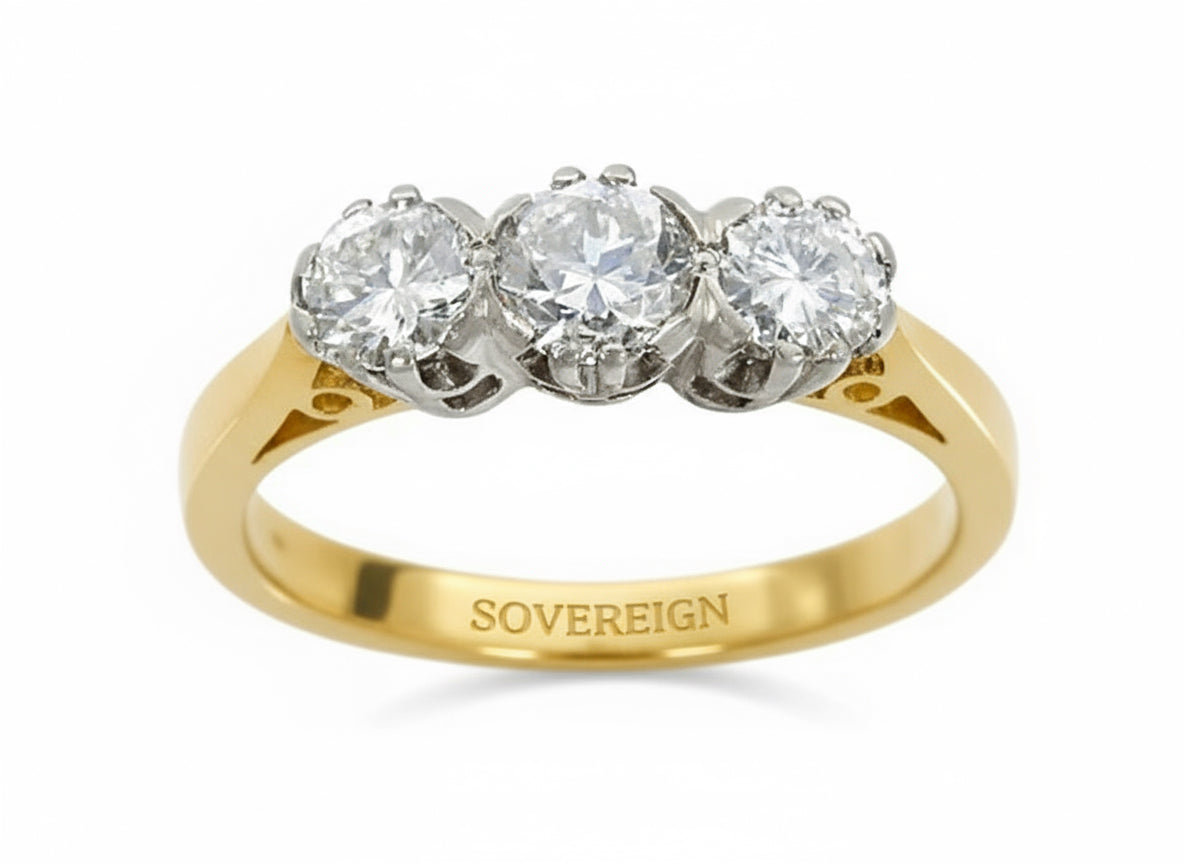 18ct YG Diamond Trilogy Ring