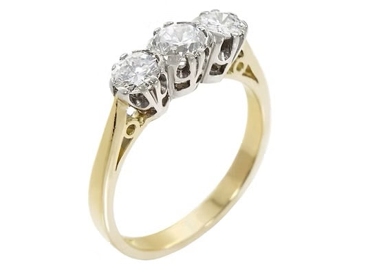 18ct YG Diamond Trilogy Ring 0.90ct