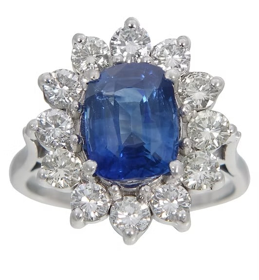 Large Sapphire & Diamond Ring 5.23ct Total