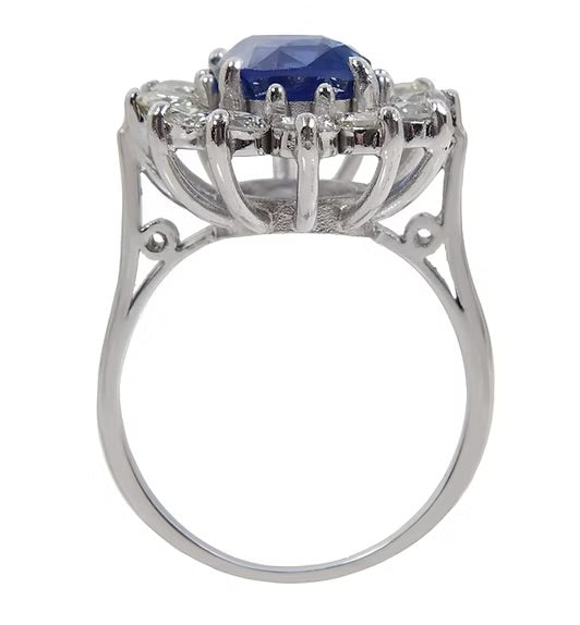 Large Sapphire & Diamond Ring 5.23ct Total