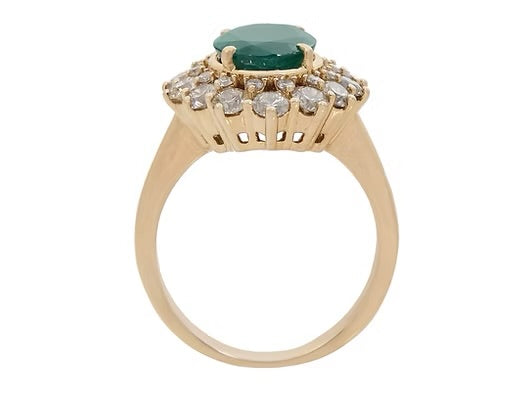 18ct Y G Emerald & Diamond Ring 3.48ct Total