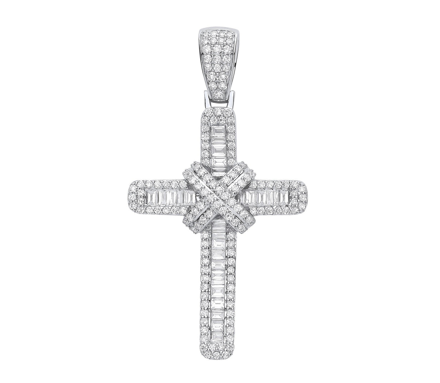 18ct White Gold Diamond Cross