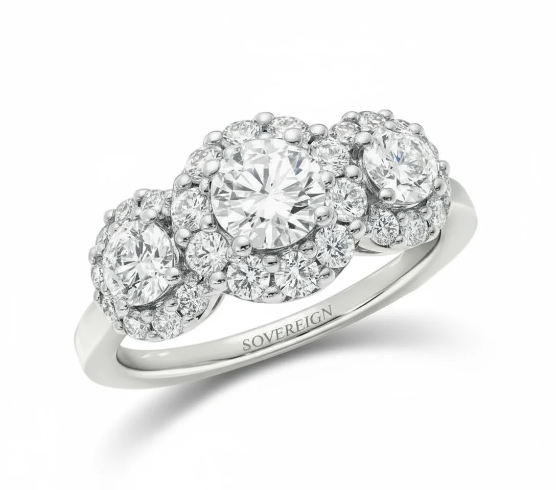 18ct White Gold Trilogy Diamond Ring