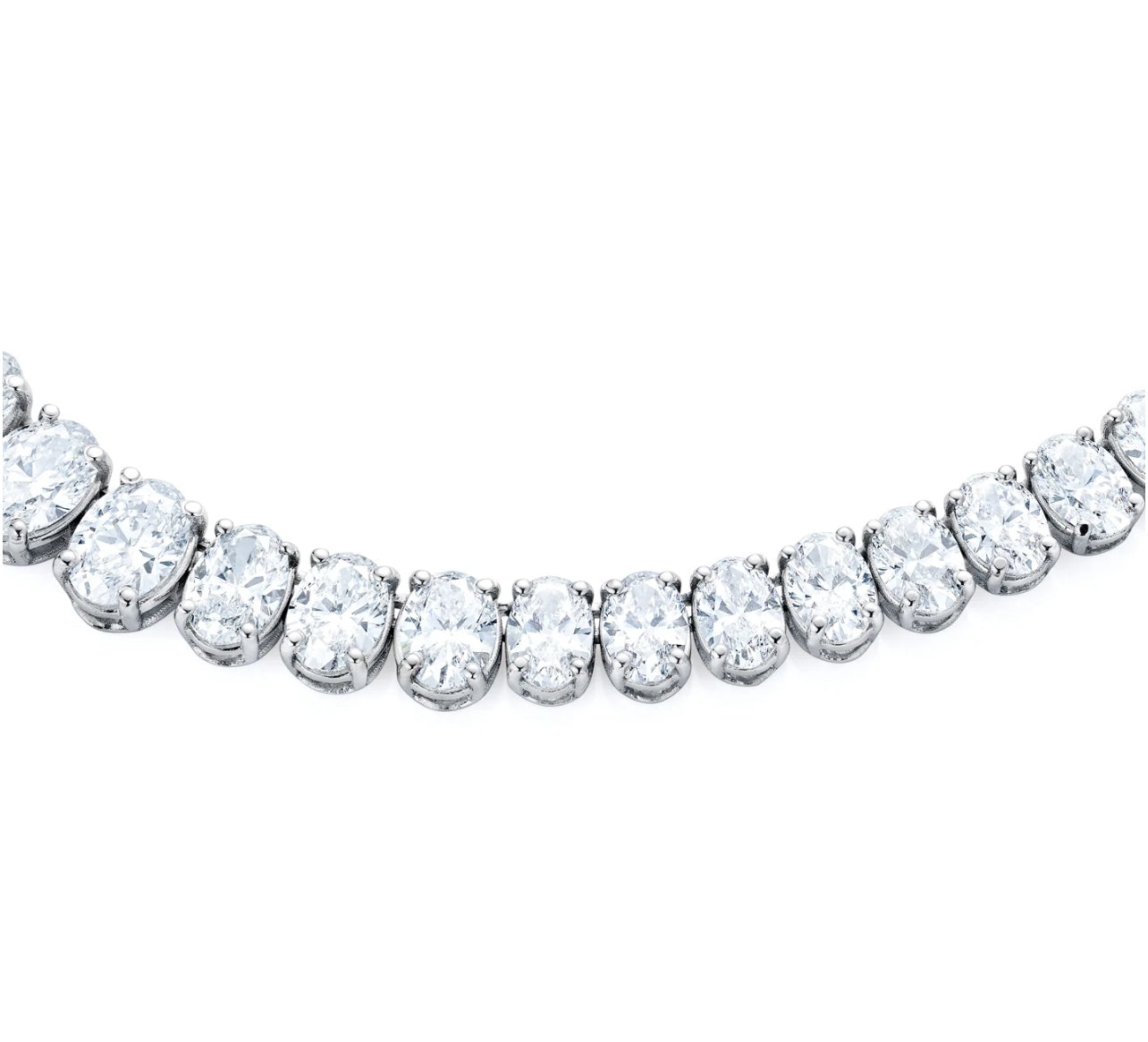 18ct White Gold Oval Diamond Necklace