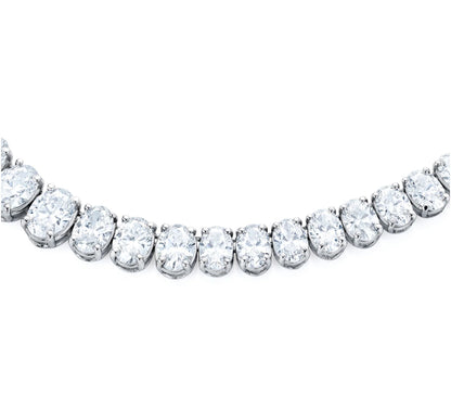 18ct White Gold Oval Diamond Necklace