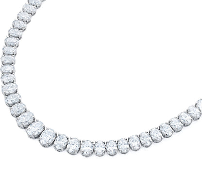 18ct White Gold Oval Diamond Necklace