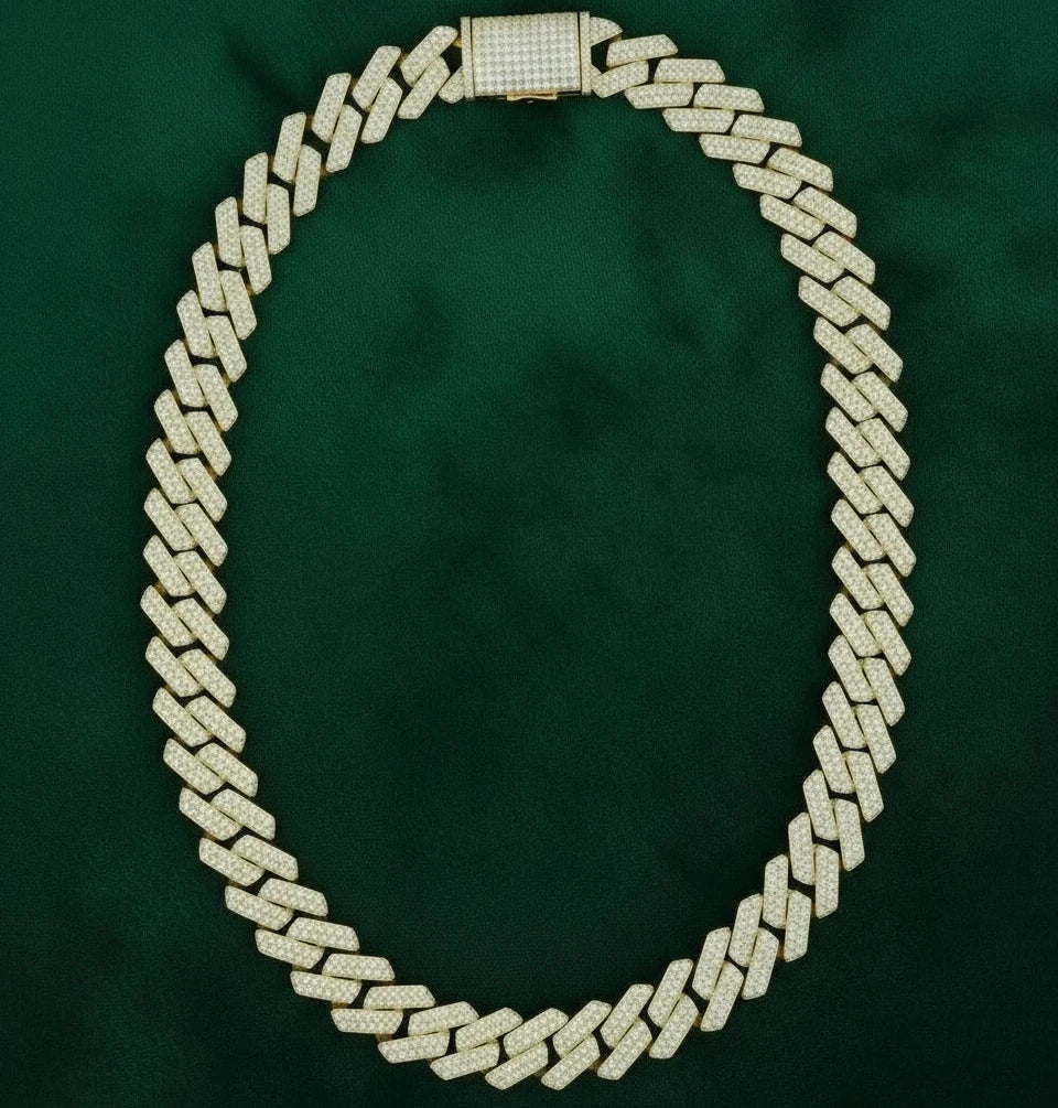 18ct Yellow Gold 2.00ct Diamond Cuban Chain