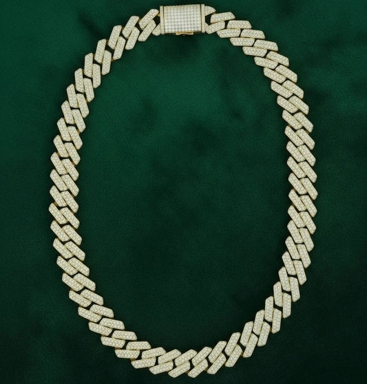 18ct Yellow Gold 2.00ct Diamond Cuban Chain