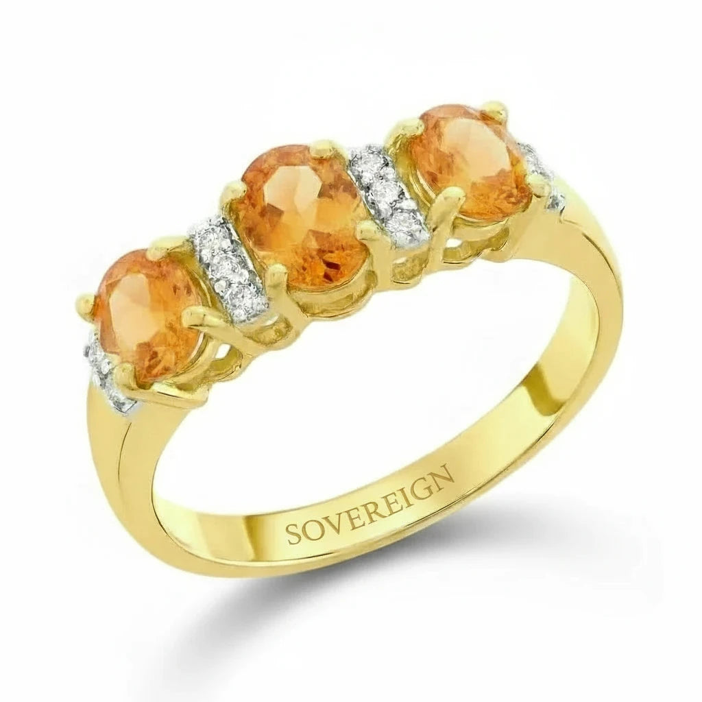 9ct Gold Citrine Diamond Ring