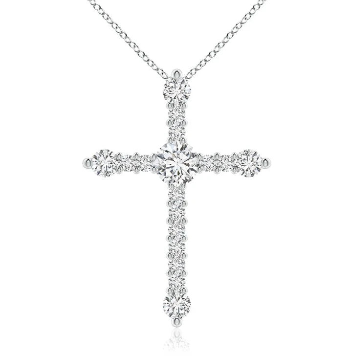18ct White Gold Diamond Cross