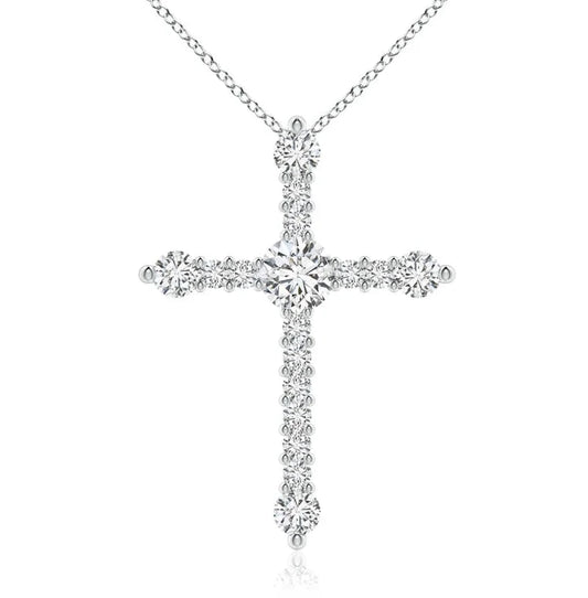 18ct White Gold Diamond Cross