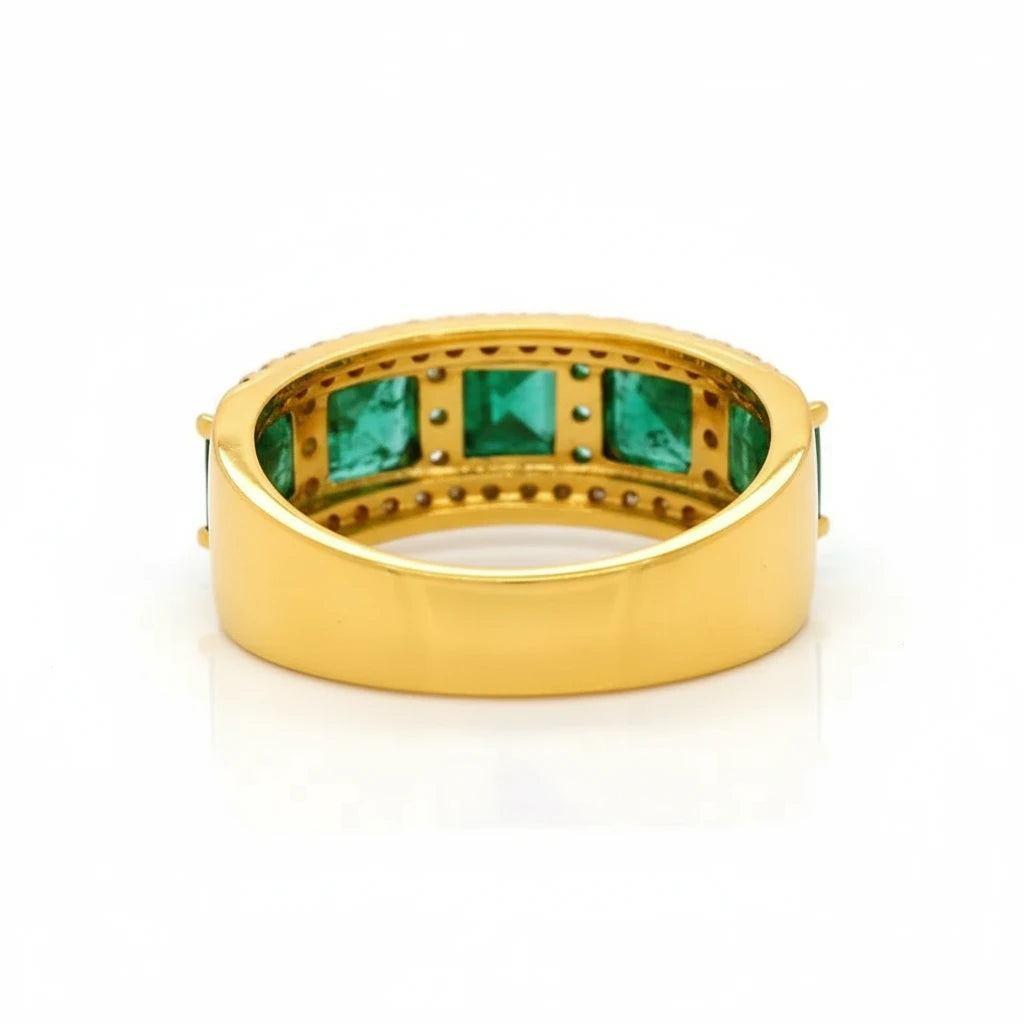 9ct Gold Diamond Emerald Ring
