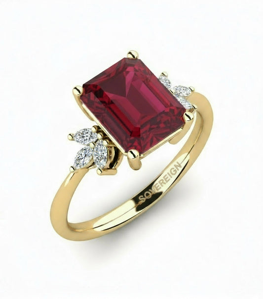 9ct Ruby Emerald Cut Ring