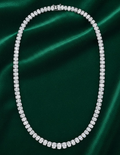 18ct White Gold Oval Diamond Necklace