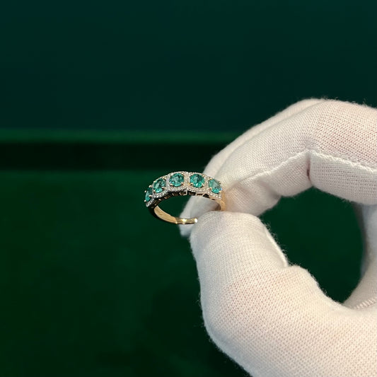 9ct Gold Diamond Emerald Ring