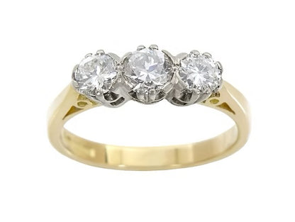 18ct YG Diamond Trilogy Ring 0.90ct