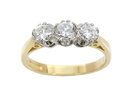 18ct YG Diamond Trilogy Ring 0.90ct