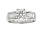 14ct WG Diamond Solitaire Ring With Baguette shoulders 1.67ct