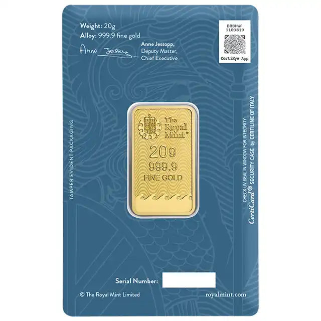The Royal Mint Britannia 20g Gold Bar