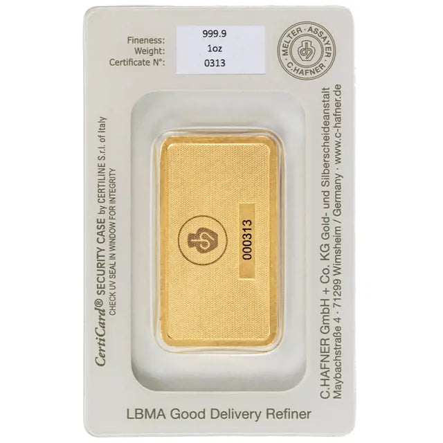 1oz Hafner Gold Bar