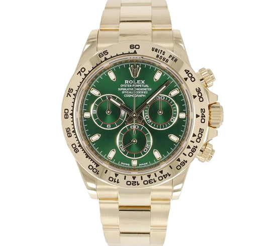 ROLEX DAYTONA GREEN DIAL 116508 40MM YELLOW GOLD JOHN MAYER