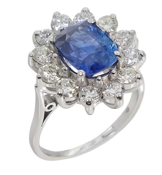 Large Sapphire & Diamond Ring 5.23ct Total