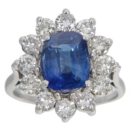 Large Sapphire & Diamond Ring 5.23ct Total