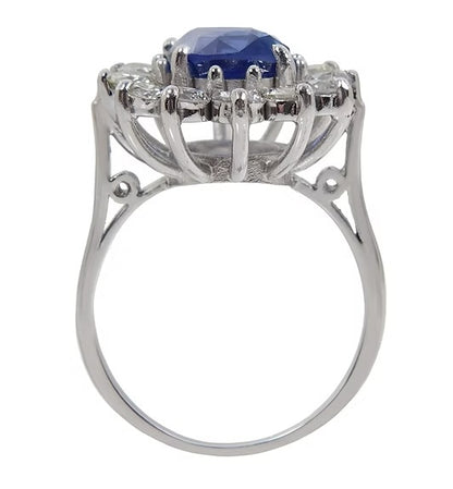 Large Sapphire & Diamond Ring 5.23ct Total