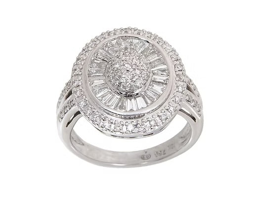18ct W G Diamond Cluster Ring 1.20ct