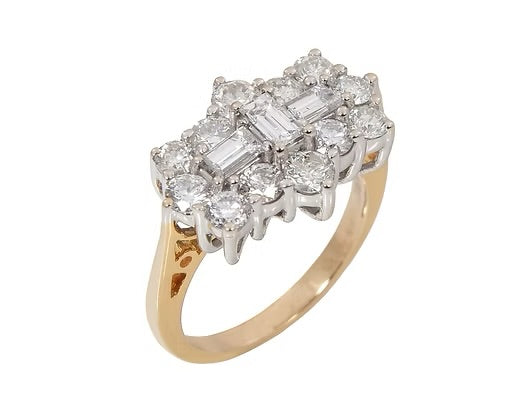 18ct YG Large Diamond Cluster Ring 2.00ct