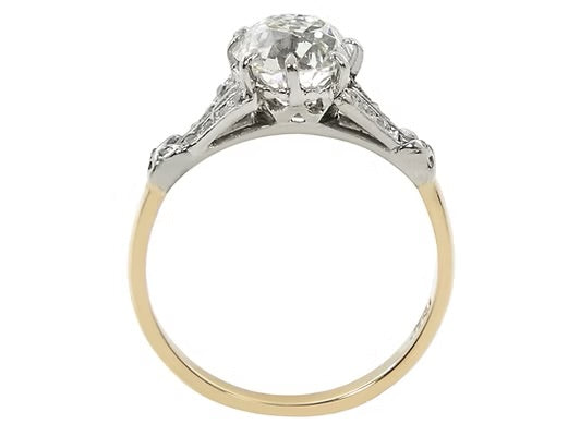 18ct YG Antique Old Cushion Cut Diamond Solitaire Ring 2.60ct