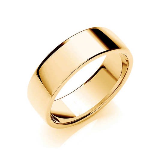 Soft Court Shape Wedding Band 18ct