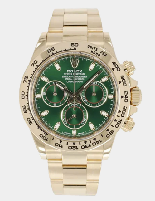 ROLEX DAYTONA GREEN DIAL 116508 40MM YELLOW GOLD JOHN MAYER