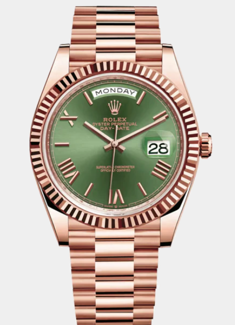 ROLEX DAY-DATE PRESIDENTIAL 228235 40MM OLIVE DIAL ROSE GOLD