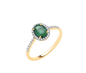 18ct Yellow Gold 0.12ctw Diamond & 0.68ctw Emerald Ring