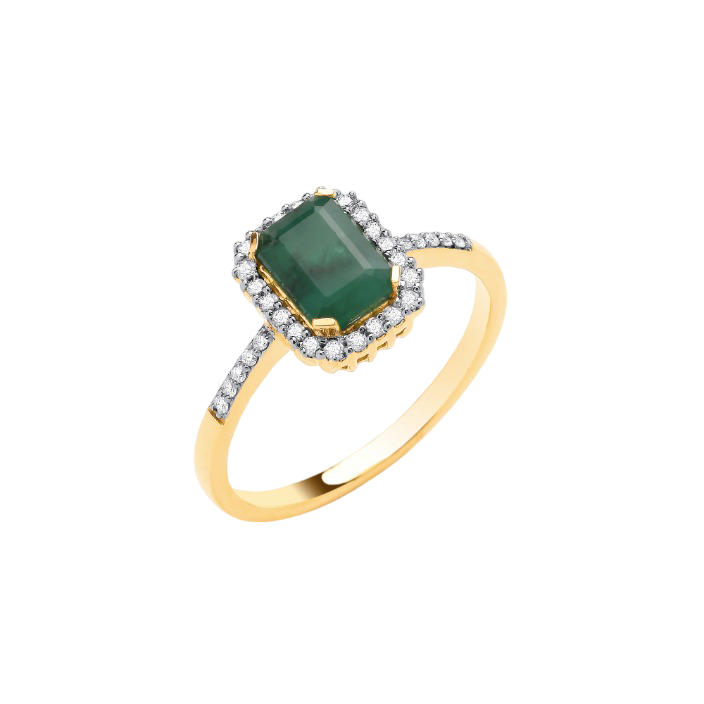 18ct Y G Diamond & Emerald Ring