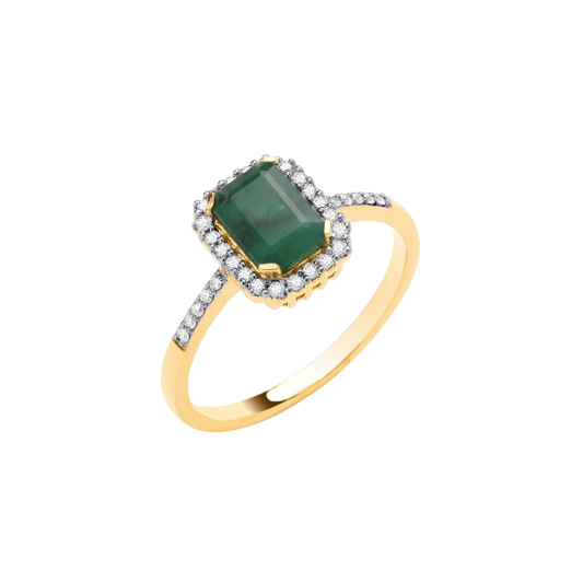 18ct Y G Diamond & Emerald Ring